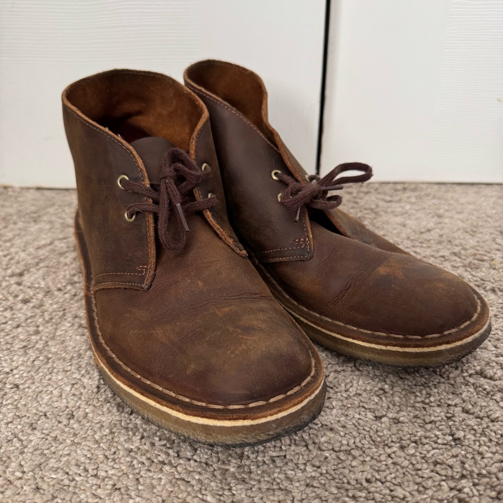 Women’s Clarks Brown Leather Desert Chukka Boots